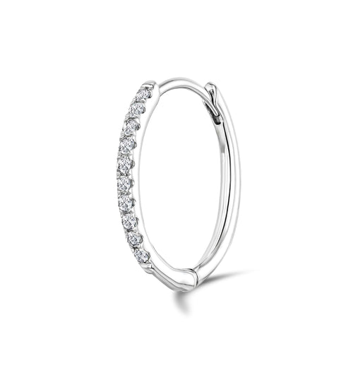 Stellato Diamond Encrusted Huggie Earrings 0.09ct in 9K White Gold